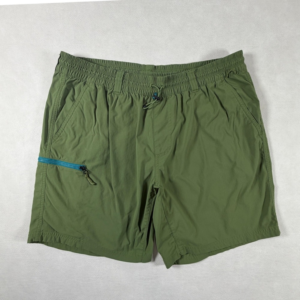 REI Co-op Hiking Shorts Mens Large Olive Green Nylon Stretch 7 Inseam